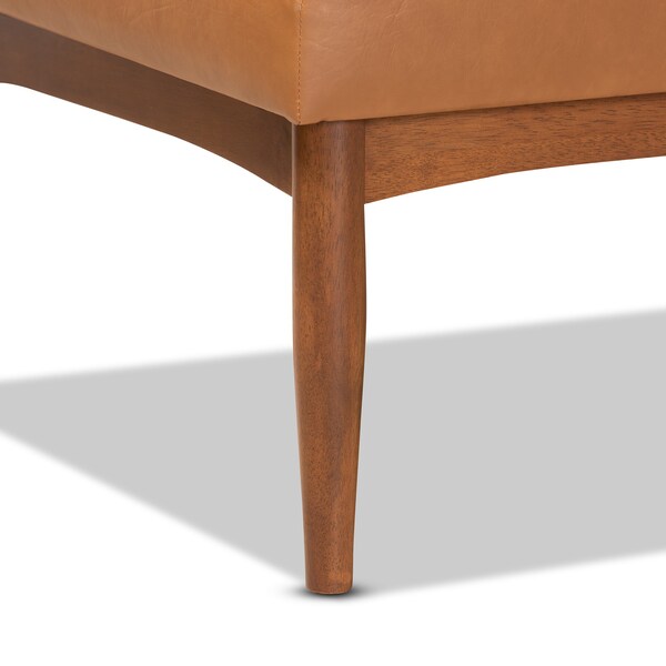 Baxton Studio Daymond Mid-Century Modern Tan Faux Leather and Walnut Brown Finished Wood 4-Piece Dining Nook Set - 186-11352-11354-9305-ZORO