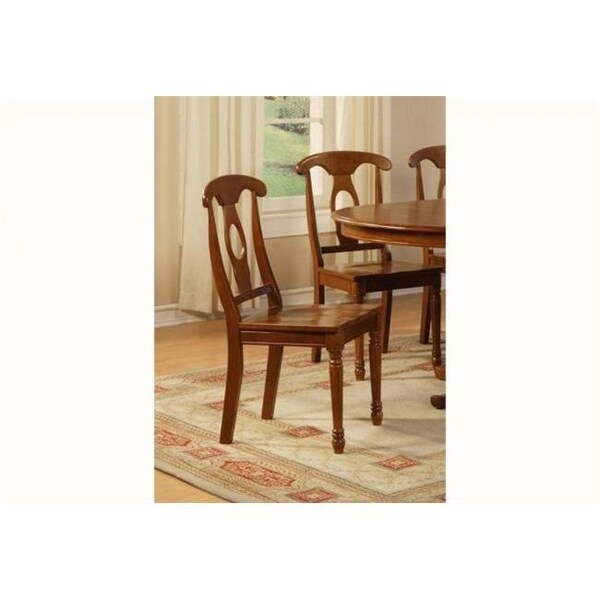 East West Furniture East West NAC-SBR-C Napoleon styled chair with upholstered seat; Saddle Brown - Pack of 2 - NAC-SBR-C