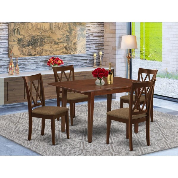 East West Furniture 5 Piece Norfork Dining Set - Mahogany - NOCL5-MAH-C