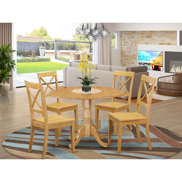 East West Furniture 5 Piece Dublin Kitchen Table Set - Oak - DLBO5-OAK-W