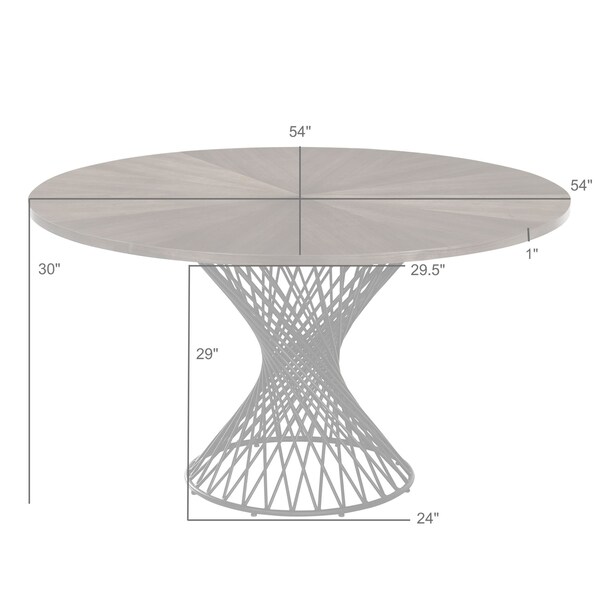 Armen Living Cirque 54" Round Black Wood and Metal Pedestal Dining Table - LCCQDIBL