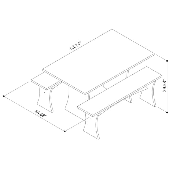 Manhattan Comfort Coney Dining Set of 3 in Grey - 186GMC9