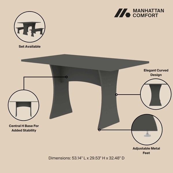 Manhattan Comfort Coney Dining Set of 3 in Grey - 186GMC9