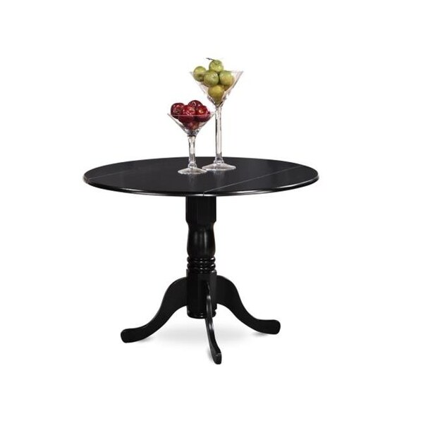 East West Furniture East West Furniture DLT-BLK-TP Dublin Dinette Round Table with Two 9 in Drop-Leaves - DLT-BLK-TP