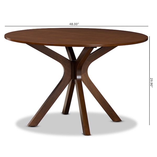 Baxton Studio Kenji Walnut Brown Finished 48-Inch-Wide Round Wood Dining Table - 169-10893