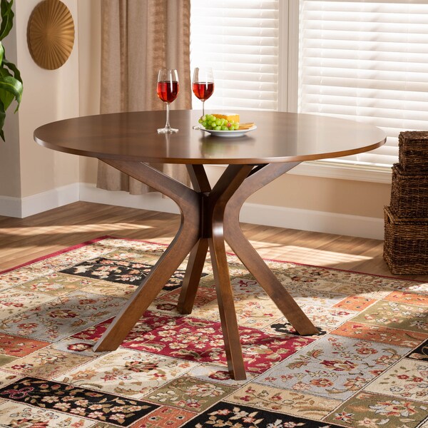 Baxton Studio Kenji Walnut Brown Finished 48-Inch-Wide Round Wood Dining Table - 169-10893