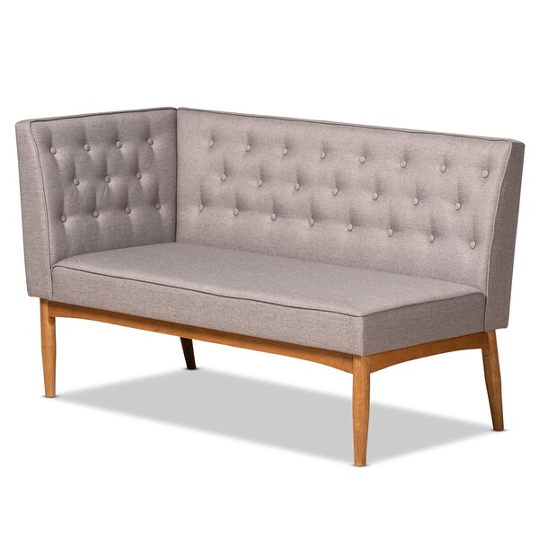 Baxton Studio Riordan Mid-Century Modern Grey Fabric and Walnut Brown Finished Wood 4-Piece Dining Nook Set - 186-11355-9308-9305-ZORO