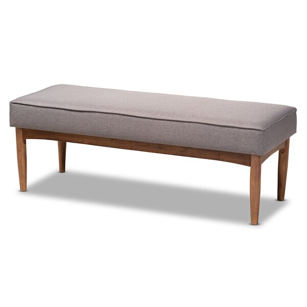 Baxton Studio Riordan Mid-Century Modern Grey Fabric and Walnut Brown Finished Wood 4-Piece Dining Nook Set - 186-11355-9308-9305-ZORO