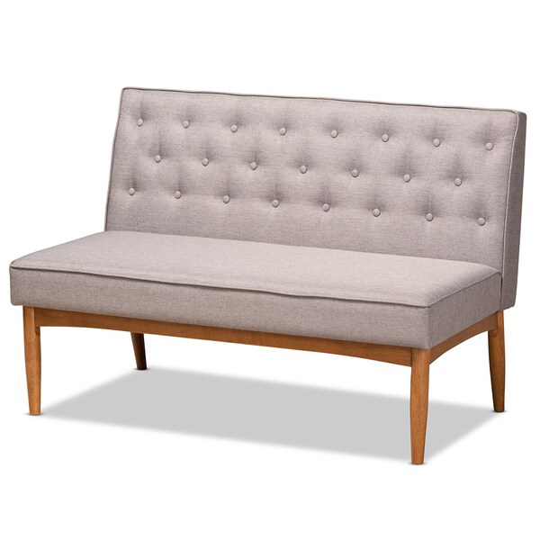 Baxton Studio Riordan Mid-Century Modern Grey Fabric and Walnut Brown Finished Wood 4-Piece Dining Nook Set - 186-11355-9308-9305-ZORO