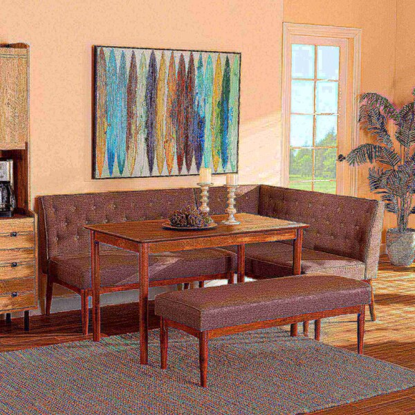Baxton Studio Riordan Mid-Century Modern Grey Fabric and Walnut Brown Finished Wood 4-Piece Dining Nook Set - 186-11355-9308-9305-ZORO