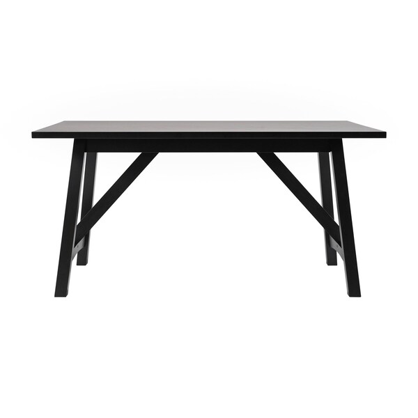 Flash Furniture Everly 60in. Solid Wood Trestle Base Dining Table, Farmhouse Style Table w/Seating for 6, Black - KER-T-851-BLK-60-GG