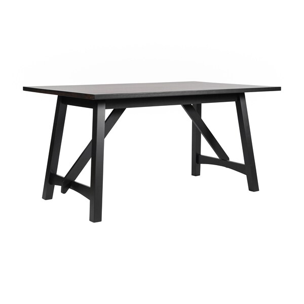 Flash Furniture Everly 60in. Solid Wood Trestle Base Dining Table, Farmhouse Style Table w/Seating for 6, Black - KER-T-851-BLK-60-GG