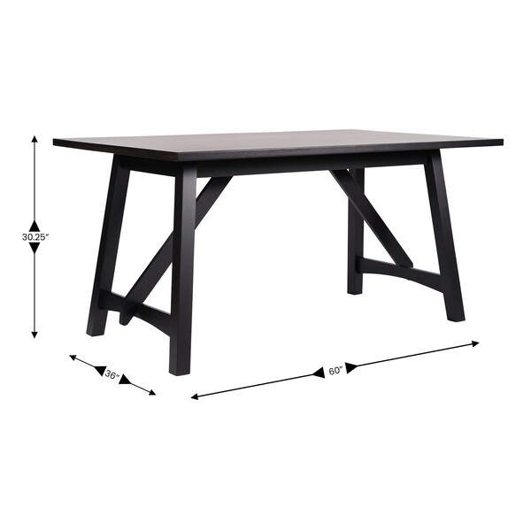 Flash Furniture Everly 60in. Solid Wood Trestle Base Dining Table, Farmhouse Style Table w/Seating for 6, Black - KER-T-851-BLK-60-GG