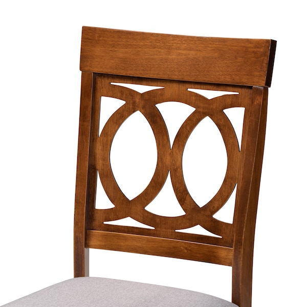 Baxton Studio Jessie Grey Upholstered and Walnut Wood 5-Piece Dining Set - 171-9877-10891