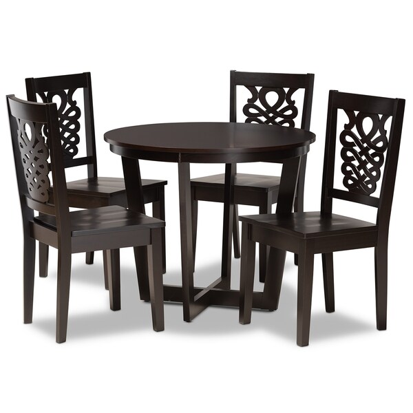 Baxton Studio Salida Modern and Contemporary Transitional Dark Brown Finished Wood 5-Piece Dining Set - 177-11381-10898-ZORO