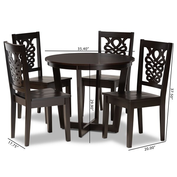 Baxton Studio Salida Modern and Contemporary Transitional Dark Brown Finished Wood 5-Piece Dining Set - 177-11381-10898-ZORO