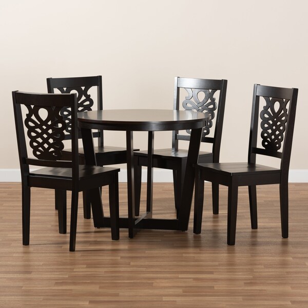 Baxton Studio Salida Modern and Contemporary Transitional Dark Brown Finished Wood 5-Piece Dining Set - 177-11381-10898-ZORO