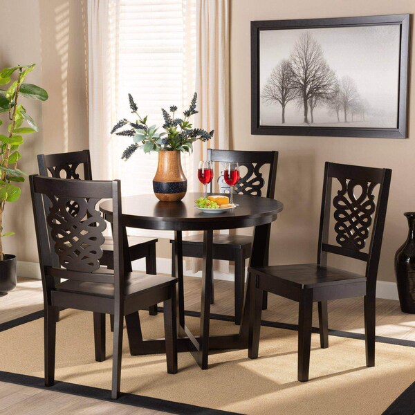 Baxton Studio Salida Modern and Contemporary Transitional Dark Brown Finished Wood 5-Piece Dining Set - 177-11381-10898-ZORO