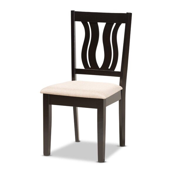 Baxton Studio Fenton Modern and Contemporary Sand Fabric and Dark Brown Finished Wood 5-Piece Dining Set - 176-11378-8026-ZORO