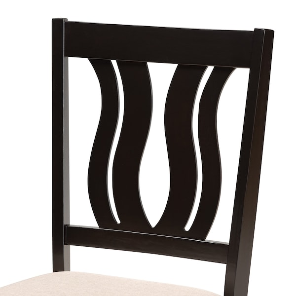 Baxton Studio Fenton Modern and Contemporary Sand Fabric and Dark Brown Finished Wood 5-Piece Dining Set - 176-11378-8026-ZORO