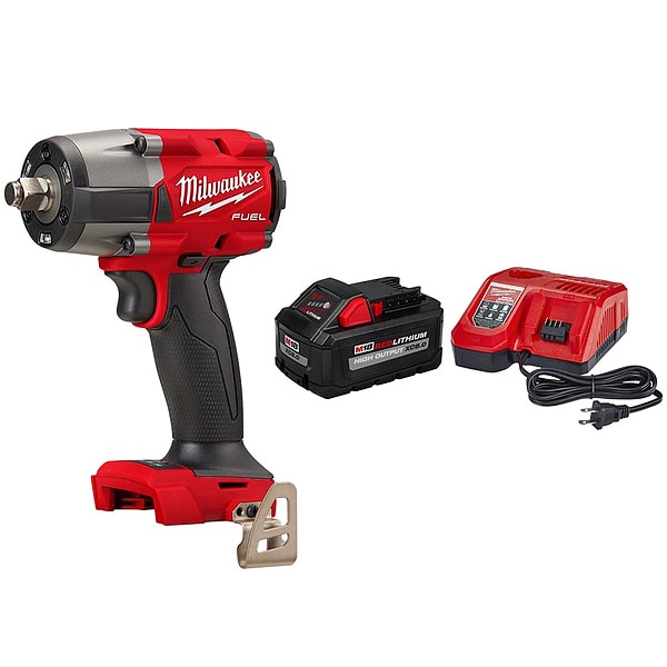 Milwaukee Tool Impact Wrench, Drive Size 1/2 in, Brushless, Includes Battery & Charger - 2962-20, 48-59-1880