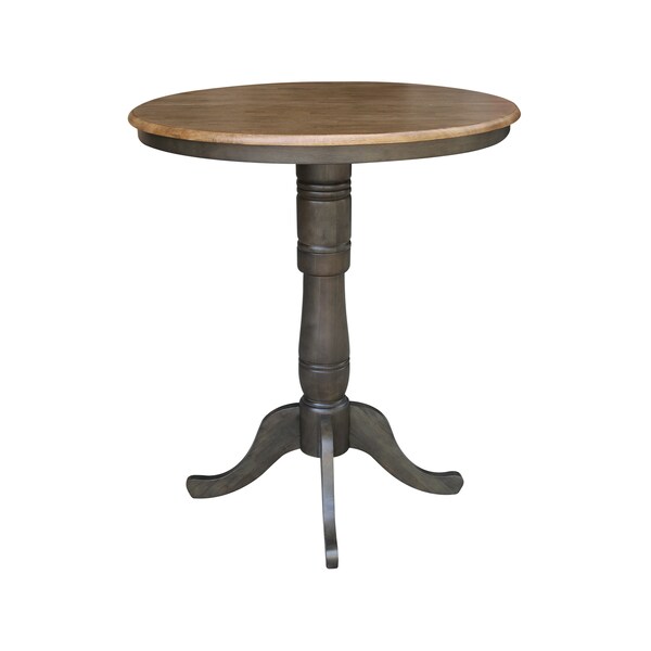 International Concepts Round 36 in Rd top ped table, 12 in leaf, 41.3 inh, bar Height, Hickory/Washed Coal, 36 in W, 48 in L - K45-36RXT-6B-2
