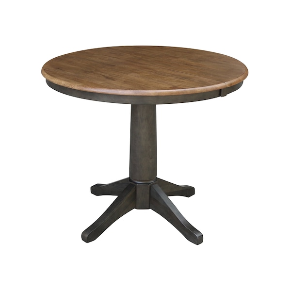 International Concepts 36 in. Round Extension Dining Table with Leaf and 2 Madrid LadderBack Chairs - 3 Piece Dining Set - K45-36RXT-27B-C2-2