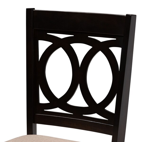 Baxton Studio Lenoir Sand Upholstered Espresso Finished Wood 5-Piece Dining Set - 153-9399-8026