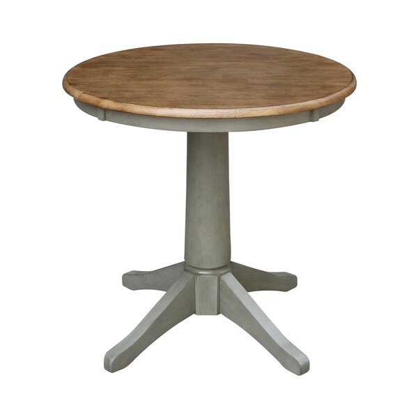 International Concepts 30 in. Round Top Pedestal Dining Table with 2 Madrid LadderBack Chairs - 3 Piece Dining Set - K41-30RT-27B-C2-2