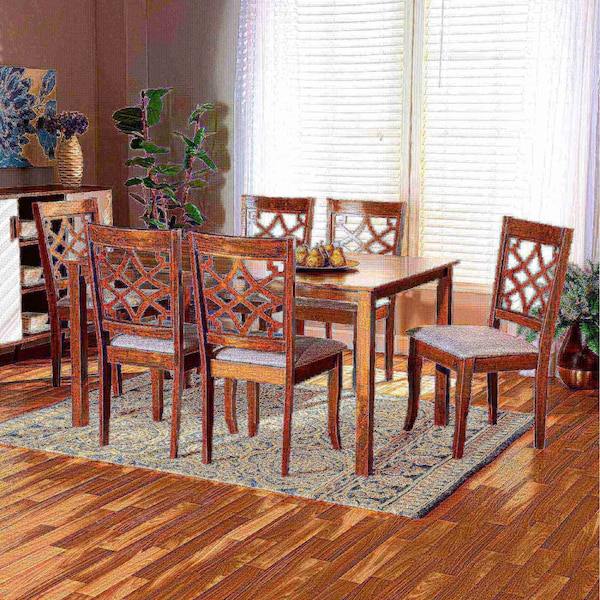 Baxton Studio Mael Modern and Contemporary Grey Fabric and Walnut Brown Finished Wood 7-Piece Dining Set - 186-10542-10520-ZORO
