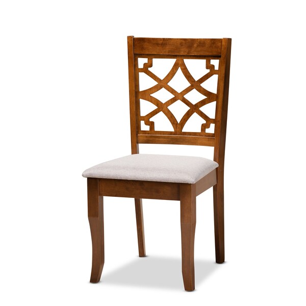 Baxton Studio Mael Modern and Contemporary Grey Fabric and Walnut Brown Finished Wood 7-Piece Dining Set - 186-10542-10520-ZORO