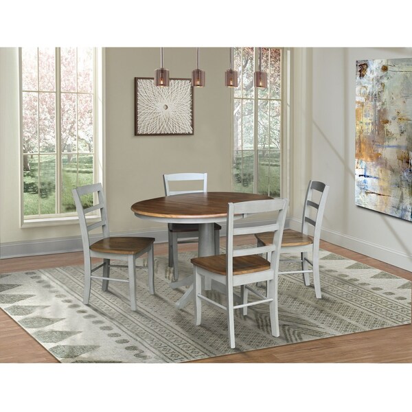 International Concepts 36 in. Round Extension Dining table with 4  chairs - K41-36RXT-27B-C2-4