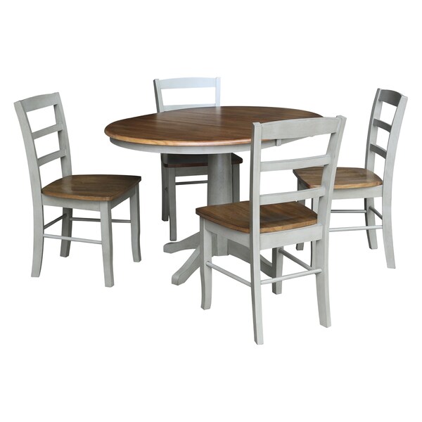 International Concepts 36 in. Round Extension Dining table with 4  chairs - K41-36RXT-27B-C2-4