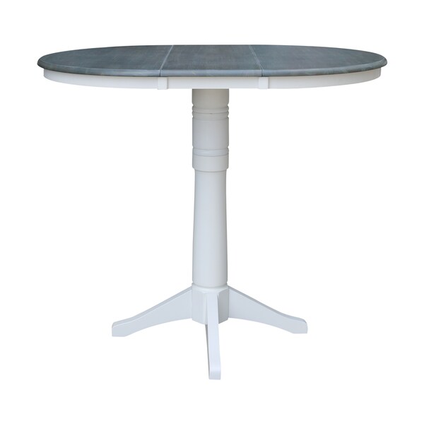 International Concepts Round 36 in Rd Top Ped Table, 12 in Leaf, Bar Ht, White/Heather Gray, 36 in W, 48 in L, 42.1 in H - K05-36RXT-27B-6B-2