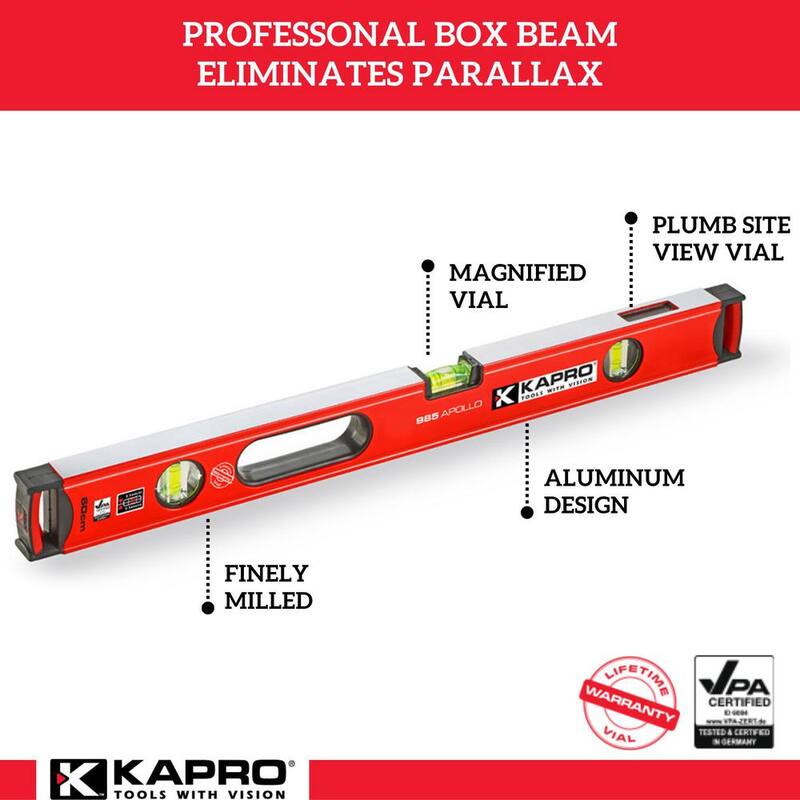 Kapro 24 in. Professional Aluminum Box Level with Magnified Vial and Plumb Site - 985-41X-24