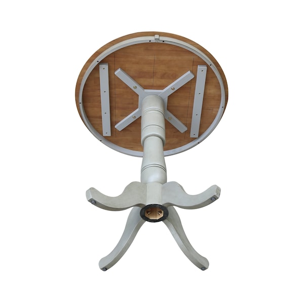 International Concepts Round 36 in Round Top Pedestal Table, Bar Height, Hickory/Stone, 36 in W, 36 in L, 41.1 in H, Wood - K41-36RT-6B-2