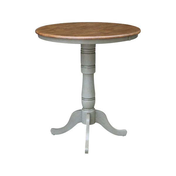 International Concepts Round 36 in Round Top Pedestal Table, Bar Height, Hickory/Stone, 36 in W, 36 in L, 41.1 in H, Wood - K41-36RT-6B-2