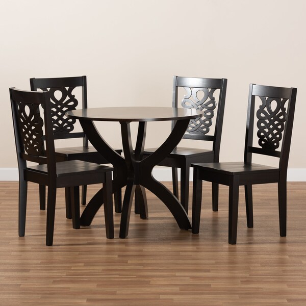 Baxton Studio Wanda Modern and Contemporary Transitional Dark Brown Finished Wood 5-Piece Dining Set - 177-11381-10902-ZORO