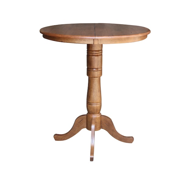 International Concepts Round 36 in Round Top Pedestal Table with 12 in Leaf, 41.3 in H, Distressed Oak, 36 in W, 48 in L - K42-36RXT-6B-2