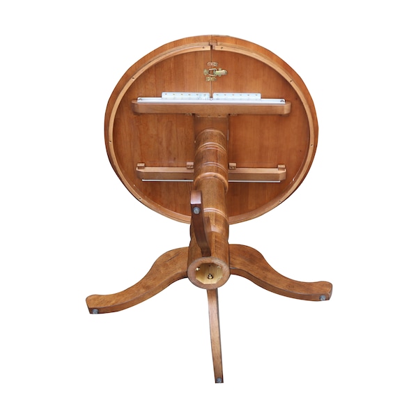 International Concepts Round 36 in Round Top Pedestal Table with 12 in Leaf, 41.3 in H, Distressed Oak, 36 in W, 48 in L - K42-36RXT-6B-2