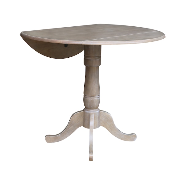 International Concepts Round 42 in Round Dual Drop Leaf Pedestal Table, 35.5 inH, Washed Gray Taupe, 42 in W, 42 in L - K09-42DPT-6B