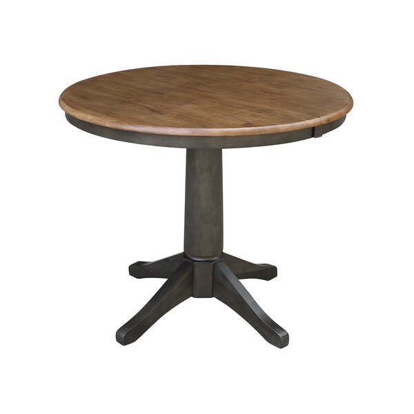 International Concepts Round 36 in Rd top ped table, 12 in leaf, 30.1 inh, dining Height, Hickory/Washed Coal, 36 in W, Wood - K45-36RXT-27B