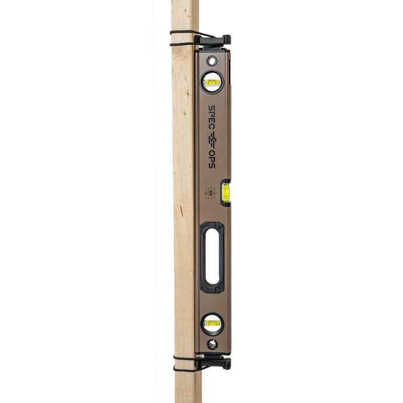 SPEC OPS 24 in. Box Beam Level, Tourniquet Bungee System, 33% Larger Block Vials, Aluminum, 3% Donated to Veteran - SPEC-LEVEL24