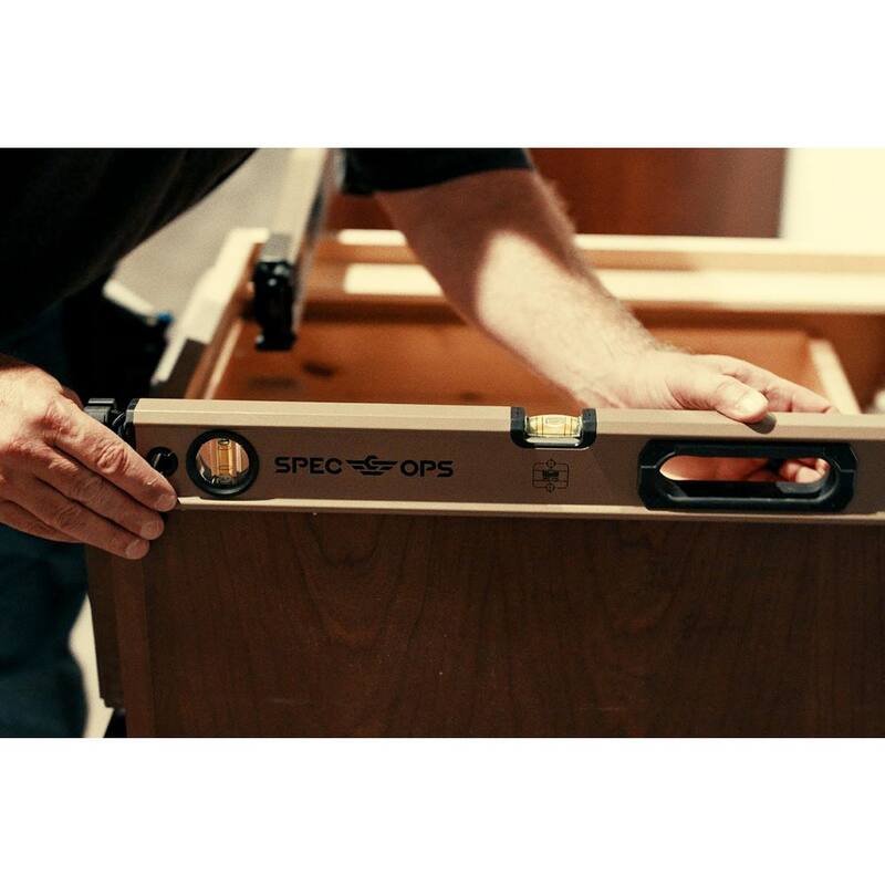 SPEC OPS 24 in. Box Beam Level, Tourniquet Bungee System, 33% Larger Block Vials, Aluminum, 3% Donated to Veteran - SPEC-LEVEL24