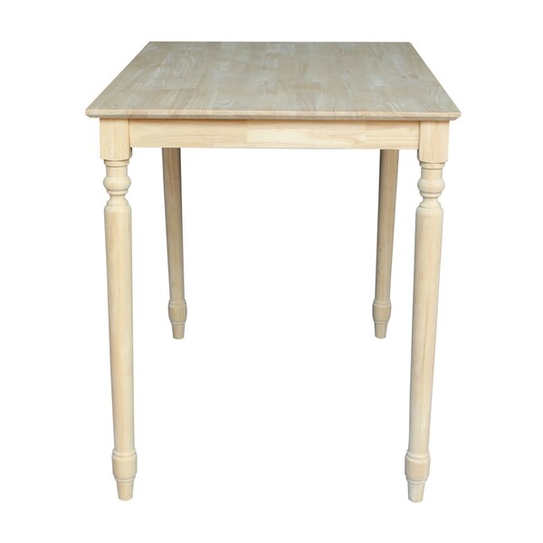 International Concepts Rectangle Solid Wood Top Table, Turned Legs, Unfinished, 30 in W, 42 in L, 36 in H, Wood - K-3042-336T