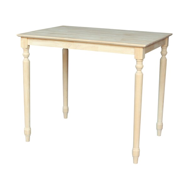 International Concepts Rectangle Solid Wood Top Table, Turned Legs, Unfinished, 30 in W, 42 in L, 36 in H, Wood - K-3042-336T