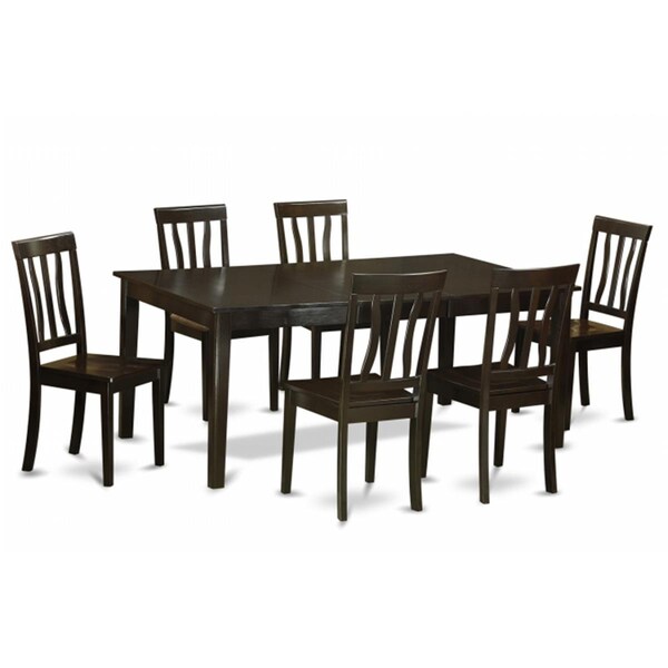 East West Furniture 7 Piece Formal Dining Room Set-Table With Leaf and 6 Kitchen Chairs - HEAN7-CAP-W