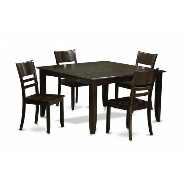 East West Furniture 5 Piece Dining Room Set-Dinette Table With Leaf and 4 Kitchen Chairs - PFLY5-CAP-W