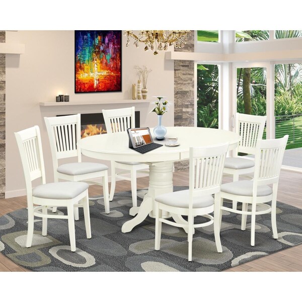 East West Furniture 7 Piece Avon Dining Table Set - Linen White - AVVA7-LWH-C