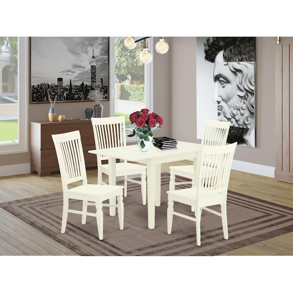 East West Furniture 5 Piece Norden Kitchen Furniture Set - Linen White - NDWE5-LWH-W